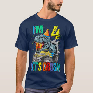 Camiseta Tengo 4 años, aplastemos el dinosaurio de los cami