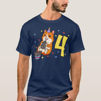 Camiseta Tengo 4 años con niños hamster cumpleaños de 4 año