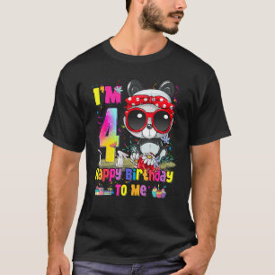 Camiseta Tengo 4 años, cuarto Chicas de cumpleaños, Panda