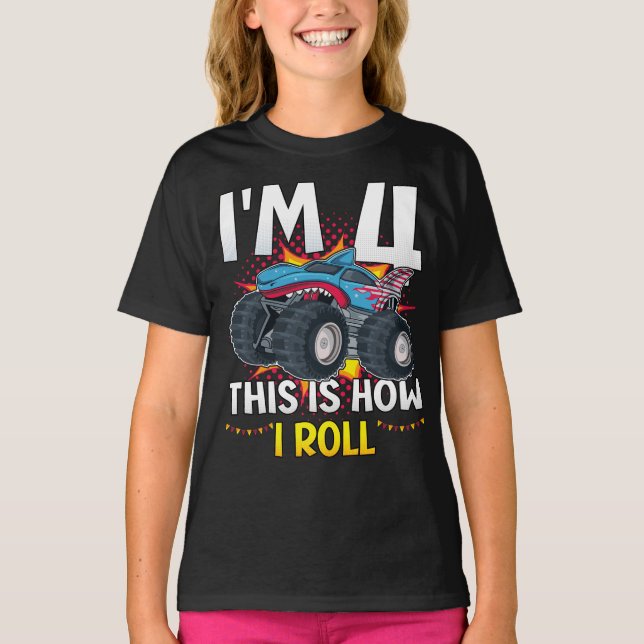 Camiseta Tengo 4 años y así es como hago el Chica de Monste (Anverso)