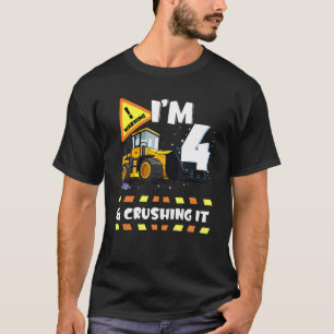 Camiseta Tengo 4 años y lo aplasté excavadora de construcci