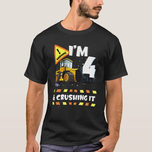 Camiseta Tengo 4 años y lo aplasté excavadora de construcci (Anverso)