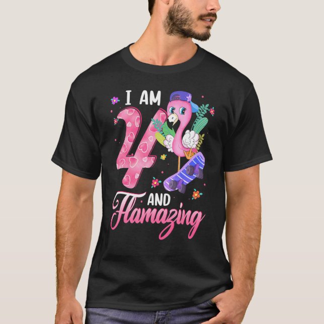 Camiseta Tengo 4 Y 4 Años De Flamingo (Anverso)