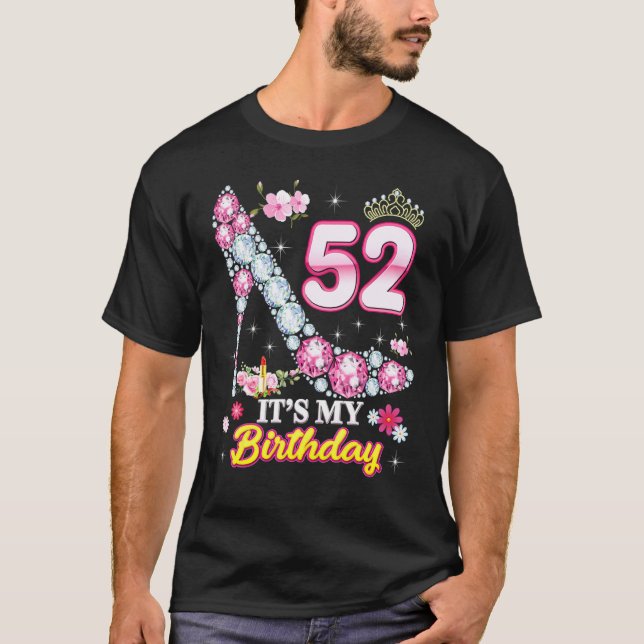Camiseta Tengo 52 años y es mi 52° cumpleaños Diamante Rosa (Anverso)