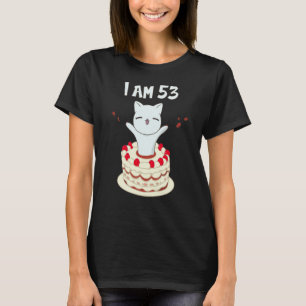 Camiseta Tengo 53 gatitos de gato con torta de cumpleaños