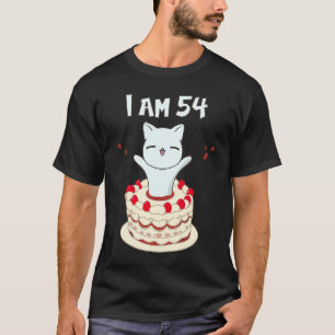 Camiseta Tengo 54 gatitos de gato con torta de cumpleaños