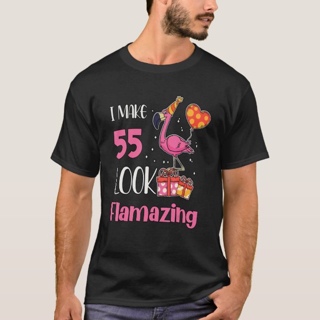 Camiseta Tengo 55 Años Flamante Flamingo 55 (Anverso)