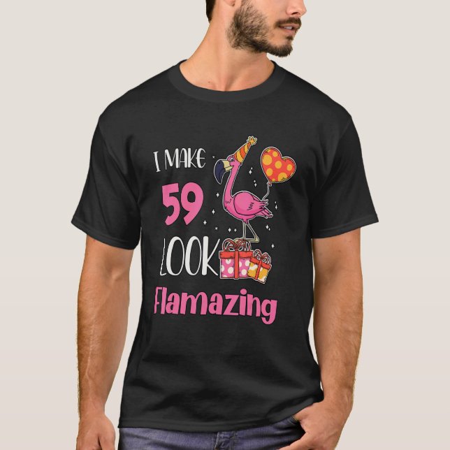 Camiseta Tengo 59 Alegres Flamingo De 59 Años (Anverso)