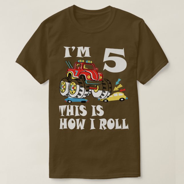 Camiseta Tengo 5 años, así es como rollo el camión de Monst (Diseño del anverso)