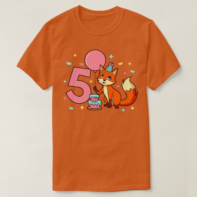 Camiseta Tengo 5 años con chica zorro de 5 años (Diseño del anverso)