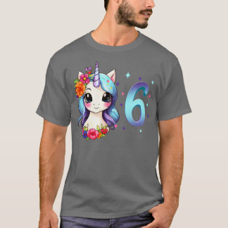 Camiseta Tengo 6 años con unicornio chica cumpleaños 6 años