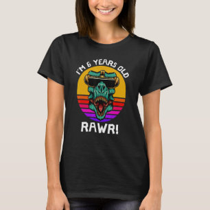 Camiseta Tengo 6 años de edad Rawr Retro Dinosaur Sunset 6t