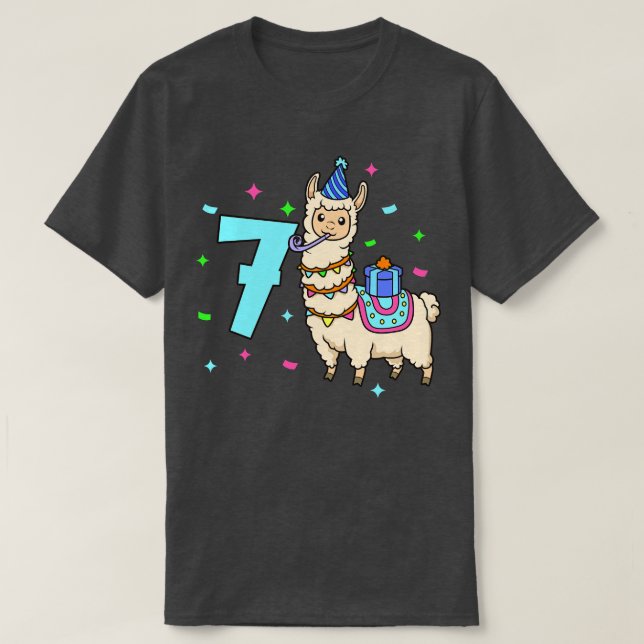 Camiseta Tengo 7 años con los niños de Lama 7 años (Diseño del anverso)