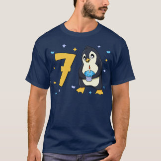 Camiseta Tengo 7 años con niños de pingüino de 7 años