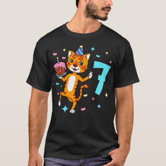 Camiseta Tengo 7 años con un niño tigre cumpleaños 7 años