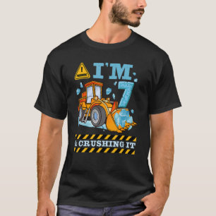 Camiseta Tengo 7 años y lo aplasté excavadora de construcci