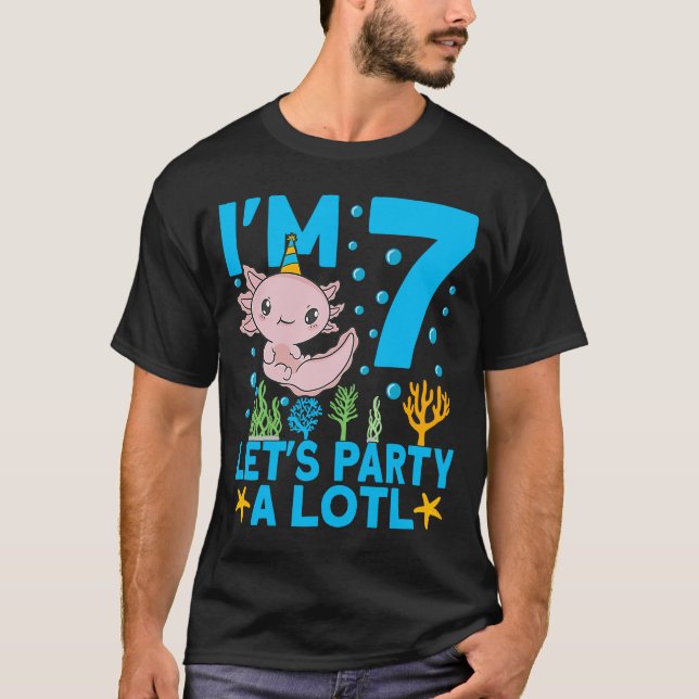 Camiseta Tengo 7 días en el fiesta Axolotl lindo 7 cumpleañ (Anverso)