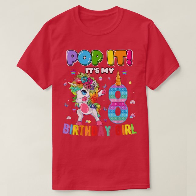 Camiseta Tengo 8 años, 8 años, Chicas de Dabbing de Unicorn (Diseño del anverso)