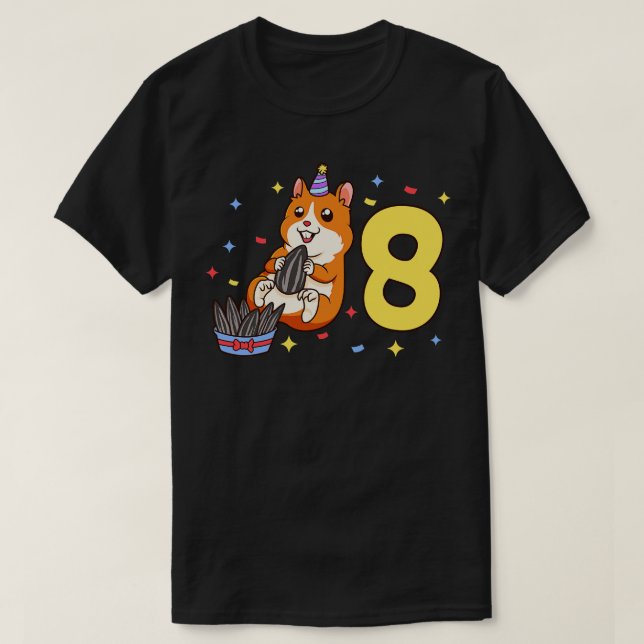 Camiseta Tengo 8 años con niños de hamman cumpleaños 8 años (Diseño del anverso)