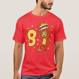 Camiseta Tengo 8 años con niños simios y ocho años de edad