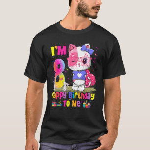 Camiseta Tengo 8 años, octavo Chica de cumpleaños, gato ado