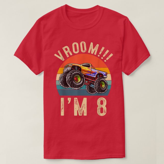 Camiseta Tengo 8 años Vroom 8th Birthday Party Truck Car (Diseño del anverso)