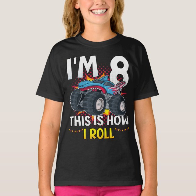 Camiseta Tengo 8 años y así es como hago el Chica de Monste (Anverso)