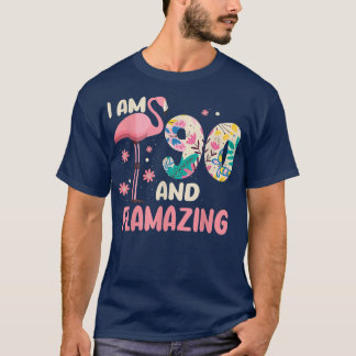 Camiseta Tengo 90 Años Y Flamante Flamingo 90º Día C