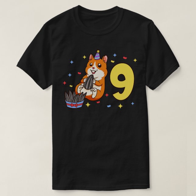 Camiseta Tengo 9 años con niños de hamman cumpleaños 9 años (Diseño del anverso)