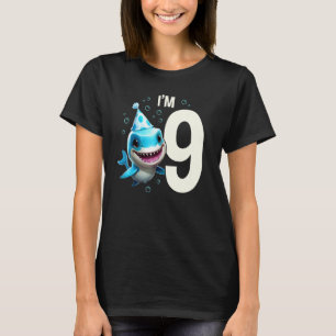 Camiseta Tengo 9 Años Tiburón Pez Niño Niña 9 Cumpleaños Li