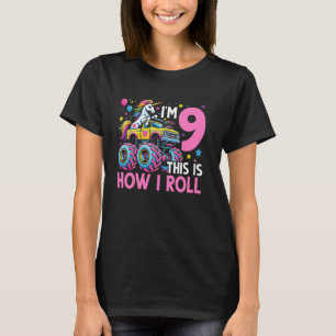 Camiseta Tengo 9 Así Rueda Cumpleaños 9 Años Monster Truc