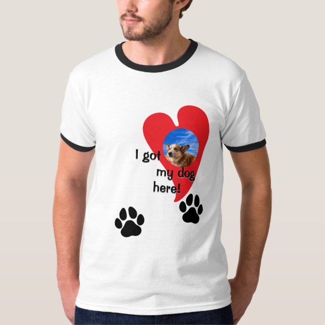 Camiseta ¡Tengo a mi perro aquí! Personalizado fotográfico (Anverso)