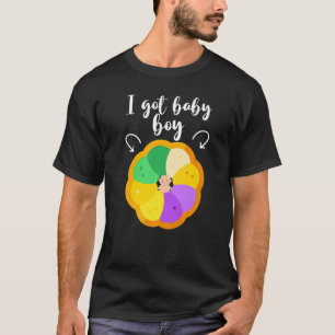Camiseta Tengo a un niño bebé King Cake Embarazo revelar li