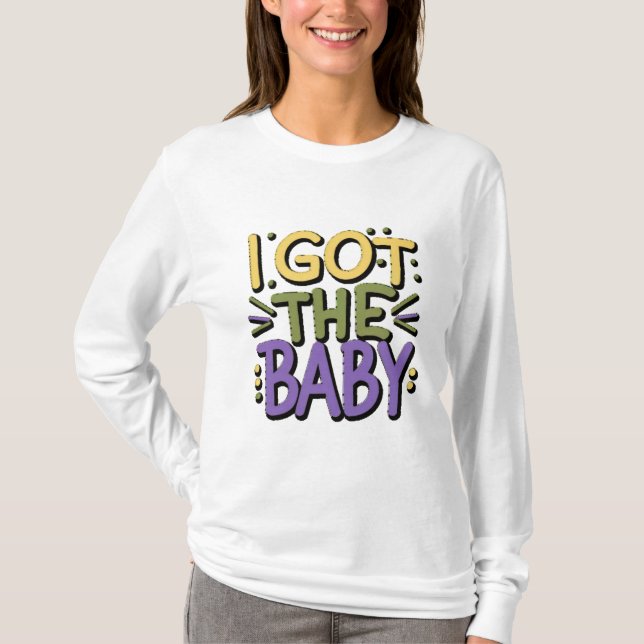 Camiseta Tengo bebé - Diseño de Mardi gras (Anverso)