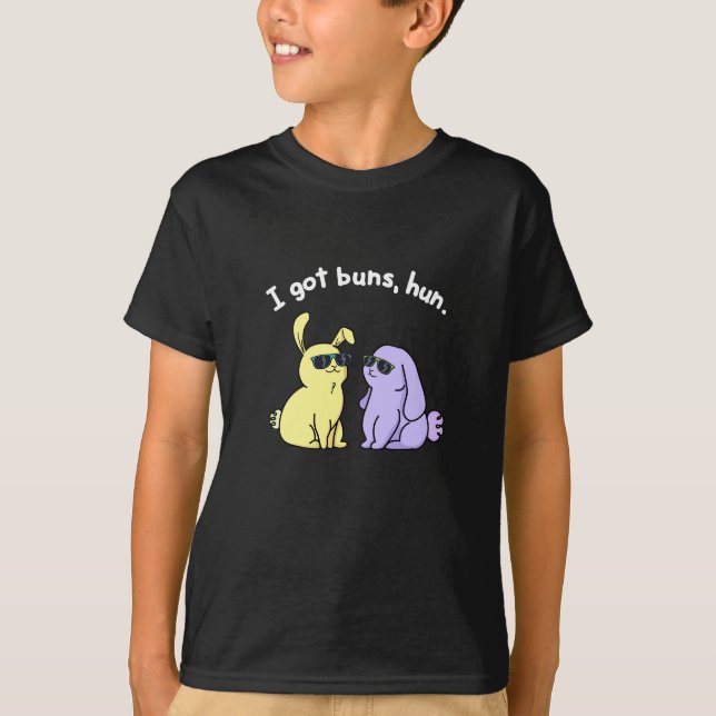 Camiseta Tengo Buns Hun Funny Conejo Conejo Pun Dark BG (Anverso)