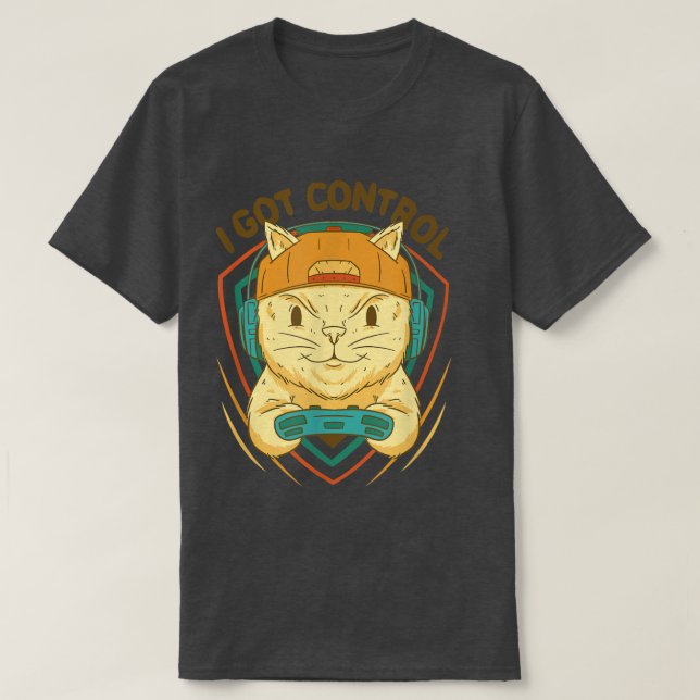 Camiseta Tengo Control Funny Game Master Cat para videojueg (Diseño del anverso)