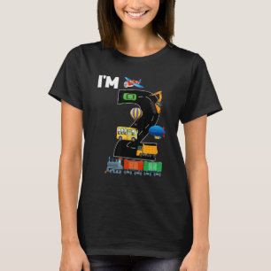 Camiseta Tengo dos niños cumpleaños 2do Bday Train Car Truc