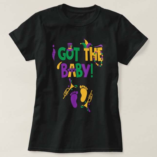 Camiseta Tengo La Invitación De Embarazo De Baby Mardi Gras (Diseño del anverso)