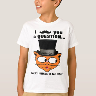 Camiseta Tengo que hacerte una pregunta Mustache Humor Gato