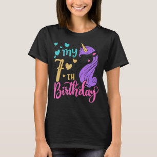 Camiseta Tengo Siete Años, Unicornio, Niña De 7 Años