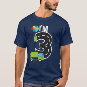 Camiseta Tengo tres años, niño de cumpleaños, camión de
