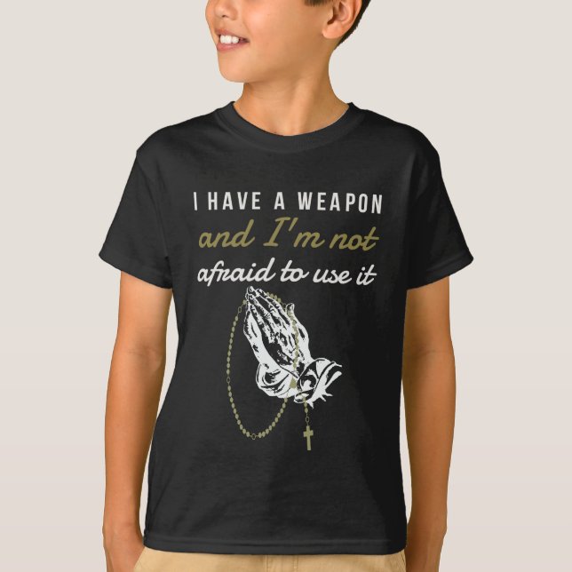 Camiseta Tengo un diseño católico del rosario del arma (Anverso)