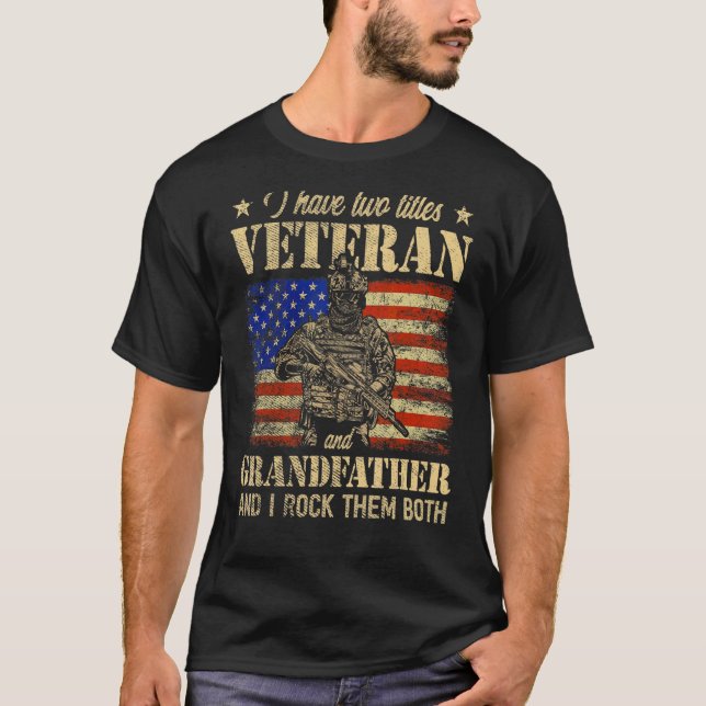 Camiseta Tengo Un Veterano Y Abuelo Padre De La Bandera Est (Anverso)