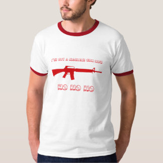 Camiseta Tengo una ametralladora, HO HO HO muero cita dura