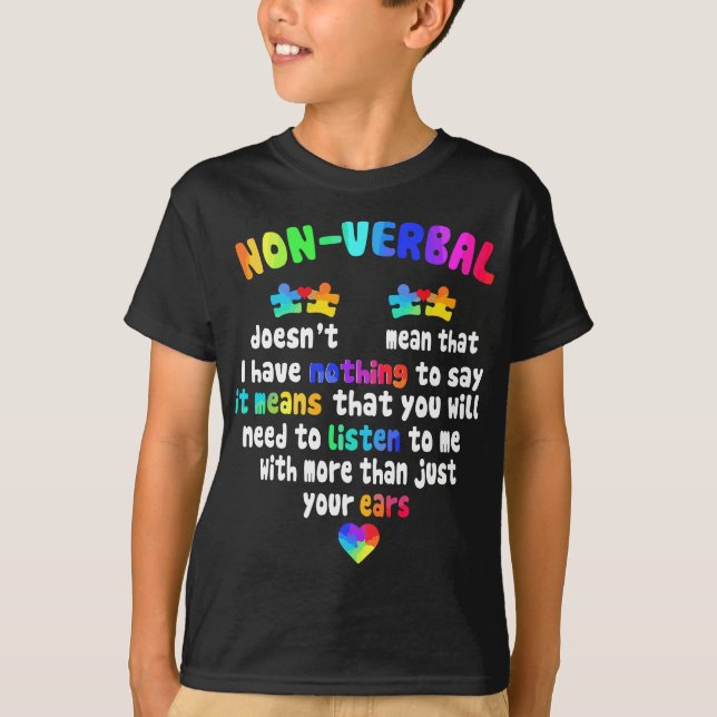 Camiseta Tengo una pieza de rompecabezas no VERBAL Autismo  (Anverso)