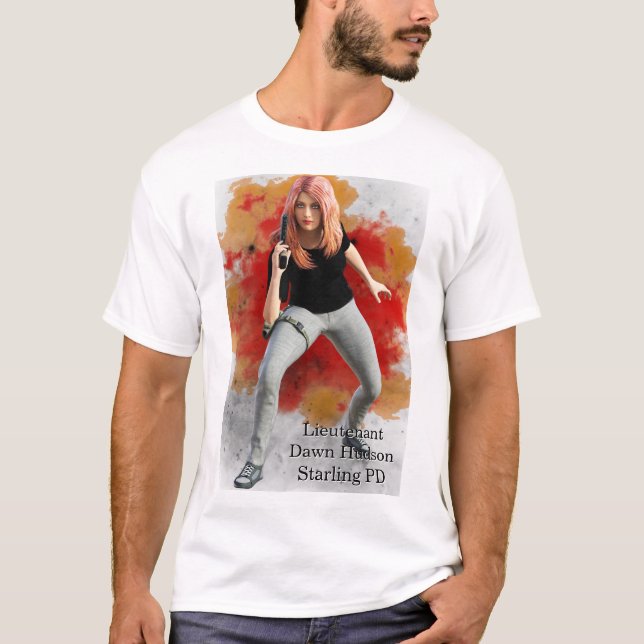 Camiseta Teniente Dawn Hudson fuego de fondo (Anverso)