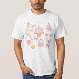 Camiseta Tenis 1er cumpleaños para la chaqueta de tono rosa