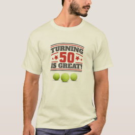 Camiseta Tenis 50 cumpleaños es genial con bolas y red