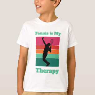 Camiseta Tenis es Mi Terapia Rectángulo Atardecer Retro