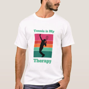 Camiseta Tenis es mi Terapia Rectángulo Retro Sunset